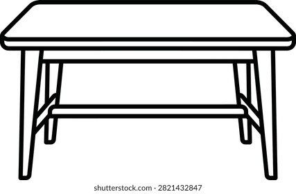 A minimalist dining table icon featuring a clean furniture design, suitable for interior decoration, restaurant menus, home improvement projects, and modern lifestyle web graphics.