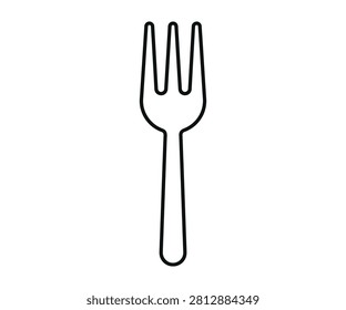 Minimalist dining table metallic fork kitchenware silverware utensil tool layout silhouette vector icon. Restaurant fine catering menu card placeholder symbol.