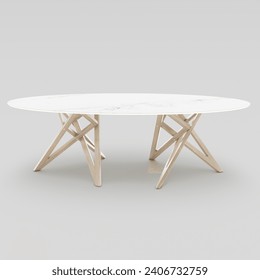 Minimalist dining table rendered on a white background