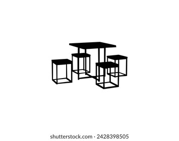 mesa de comedor minimalista silueta. mesa de comedor minimalista diseño vectorial e ilustración.