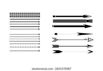 Conjunto de punteros direccionales, divisores, bordes y símbolos de navegación minimalistas para Diseño web e infografías