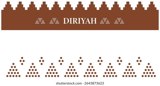 Padrão cultural minimalista Diriyah com silhueta de parede forte estilizada e elementos de ponto triângulo geométrico

