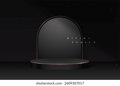 Minimalist display with an elegant arch and circular base, perfect for showcasing products