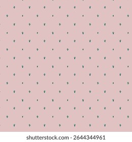 Minimalist Ditsy Cactus Seamless Pattern, Cute Pink and Green Desert Plant Vector Background