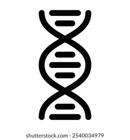 Ícone minimalista da hélice do DNA, representando a genética, a ciência e a pesquisa. Ilustração vetorial. Traçado editável.