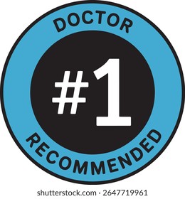 Médico Minimalista Recomendado Selo de Etiqueta No.1 com Símbolo de Hashtag em Branco e Design Turquesa