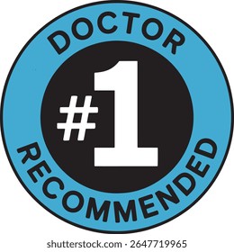 Médico Minimalista Recomendado Selo de Etiqueta No.1 com Símbolo de Hashtag em Branco e Design Turquesa