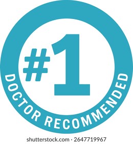 Médico Minimalista Recomendado Selo de Etiqueta No.1 com Símbolo de Hashtag em Branco e Design Turquesa