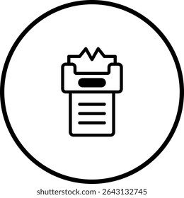 Minimalist document filing symbol encapsulated within a bold circular outline