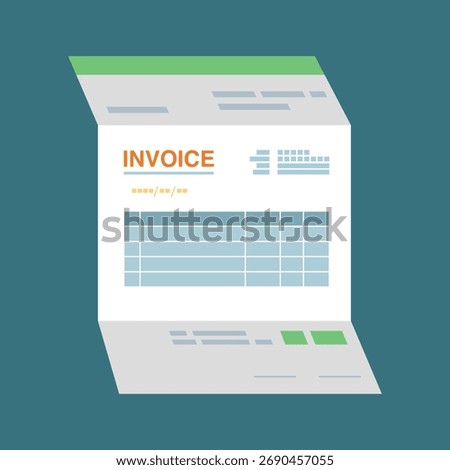 Minimalist document form with no content. Isolated invoice icon with long shadow. Stock Illustration