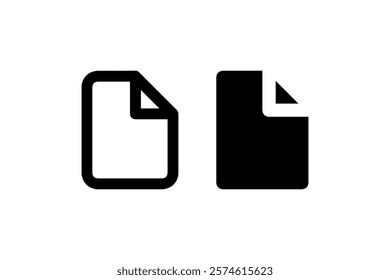 Minimalist Document Icon in Black and White Vector.