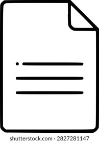 Minimalist document icon featuring a folded corner and three blank lines