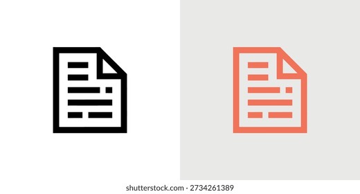 A minimalist document icon is presented in black and coral, signifying file or data representation.