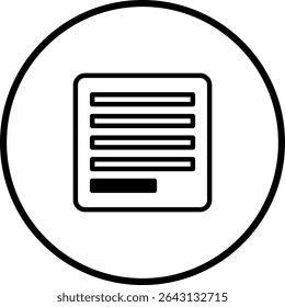 Minimalist document icon with rounded corners inside a circle for modern design