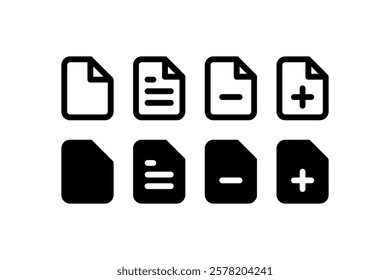 Minimalist Document Icon Set in Black Vector