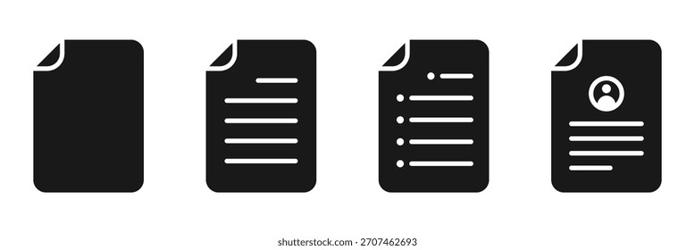 Minimalist document icons. Copy icon vector symbol for mobile apps and website, UI designs. Set of web icons including contract, certificate, folder, clipboard, invoice, archive, approved and accept