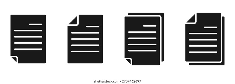 Minimalistische Dokumentsymbole. Symbol-Vektorsymbol für mobile Apps und Website, UI-Designs kopieren. Satz von Web-Symbolen, einschließlich Vertrag, Zertifikat, Ordner, Zwischenablage, Rechnung, Archiv, genehmigt und akzeptiert