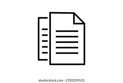 Icono de esquema de documento minimalista que representa papel con contenido y un doblez de esquina.