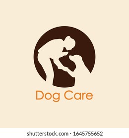 minimalist dog care logo design vector