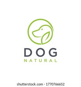 Minimalist Dog with ear leaf logo icon vector template on white background