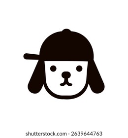 Minimalist Dog Face Icon with Cap – Cute Pet Symbol Design