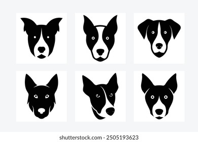 Minimalist dog head icon featuring line art and silhouette vector illustration. Perfect for pet-themed designs, logos, and digital artwork with a modern, stylish touch.