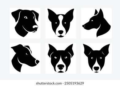 Minimalistisches Hundekopf-Symbol mit Strichkunst und Silhouetten-Vektorgrafik. Perfekt für Designs, Logos und digitale Kunstwerke mit Tiermotiven und einem modernen, stilvollen Touch.