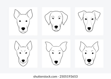 Minimalist dog head icon featuring line art and silhouette vector illustration. Perfect for pet-themed designs, logos, and digital artwork with a modern, stylish touch.