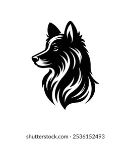 Icono de cabeza de perro minimalista. Ilustración vectorial de diseño de logotipo de perro. Silueta de Vector sobre fondo blanco