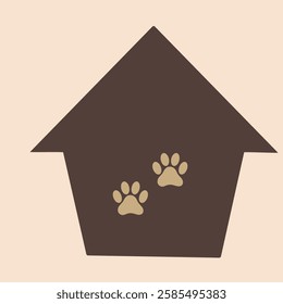 Minimalist Dog House with Paw Prints