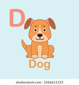 Minimalist Dog Illustration for Kids Alphabet