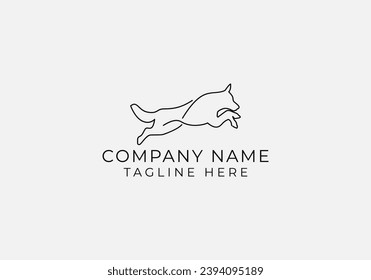 Minimalist dog line vector logo
