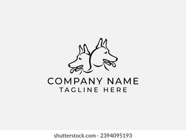 Logo de vector de línea de perro minimalista