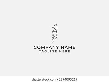 Minimalist dog line vector logo