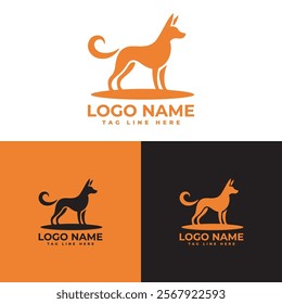 minimalist dog logo design vector template