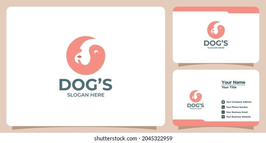 Minimalist dog Logo set with modern logo design and business card