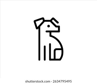 Minimalist dog outline logo vector illustration