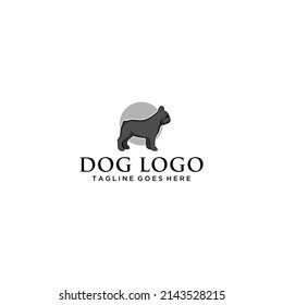 Minimalist dog profile illustration grayscale circular design