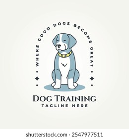 minimalist dog training flat icon logo vector illustration design. simple modern dog trainer, dog care, dog obedience course logo concept