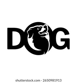 minimalist dog wordmark logo with negative space dog head in letter o,vector monogram design, work of hand drawn