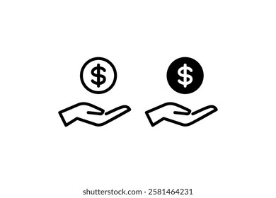 Minimalist Dollar and Hand Icons Vector