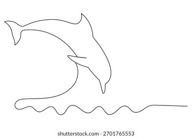 Minimalista golfinho contínuo uma linha desenho elegante contorno arte