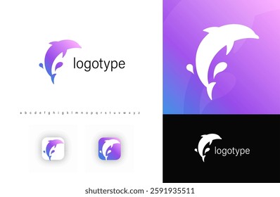 Minimalist dolphin logo with smooth flowing design. Represents nature, marine life, eco-awareness. Perfect for water-related businesses, environmental projects, conservation. Vector logo. 
