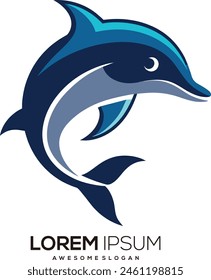 eine minimalistische Delphin-Logo-Vektorgrafik-Illustration mit einem Delphin-Symbol-Logo