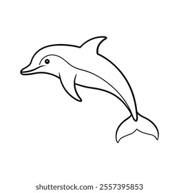 Minimalist Dolphin Outline Vector Illustration Leaping Dolphin Design