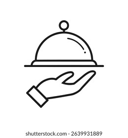 Minimalist Dome Lid Tray Icon line art for Restaurant Service	