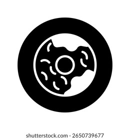 Minimalist donut icon showcasing a sweet treat design with a glossy icing effect and modern simplicity