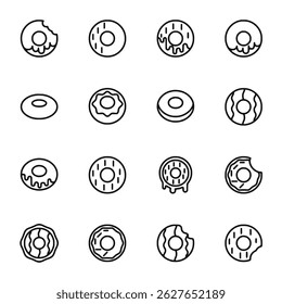 Minimalistische Donut Icons Flat Vector Dessert Symbole