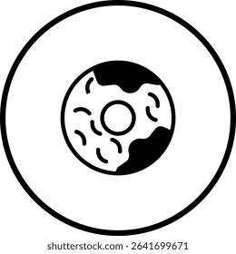 Minimalist donut illustration with chocolate icing, ideal for food related designs