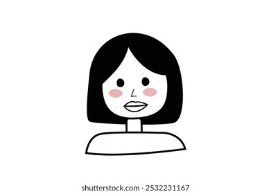 Minimalist doodle of a female face with short hair